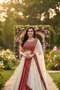 Gran oferta elegante Faux Georgette Lehenga Choli con bordado intrincado y Dupatta de red para boda disponible al mejor precio - Product Image 3