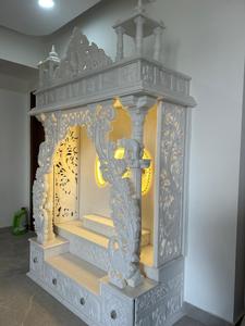ประติมากรรมหินแกะสลักด้วยมือพร้อม Mandir สำหรับพื้นที่ภายใน Puja การออกแบบตามสั่ง - Product Image 5