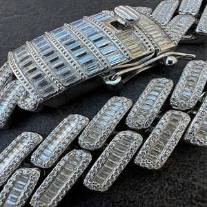 Elegante Moissanite Descolorido Cuba Link Chain Iced Out Accesorio para Joyería de Moda - Product Image 4