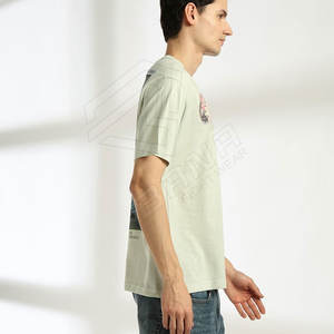 Camiseta de algodón orgánico 100% de gran tamaño con estampado 3D personalizado para hombre, patrón sólido, cuello redondo, longitud larga, informal, High Street, 180 gramos - Product Image 6