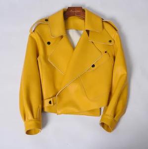 Nuevo otoño nueva decoración de cremallera para mujer imitación de cuero estilo motocicleta cuello chaqueta de manga larga abrigo de cuero - Product Image 4