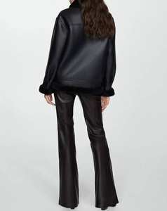 แจ็คเก็ตมอเตอร์ไซค์หนังวัวแท้คุณภาพสูงสำหรับผู้หญิง รุ่นใหม่ สำหรับฤดูร้อน ปกตั้ง ปิดซิป แต่งขอบขนแท้ - Product Image 4