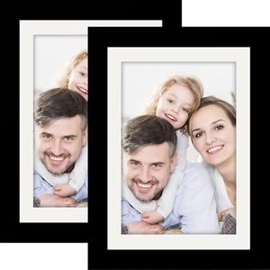 Simple DIY UV Printed Picture <b>Frames</b> 5x7 2 Pack Solid Wood <b>Black</b> Shatterproof for Wall Mounting & Tabletop Display - Product Image 1