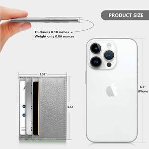 Tarjetero, billetera de cuero genuino para hombres y mujeres con 6 ranuras para tarjetas y 1 billetera de bolsillo para hombres - Product Image 3