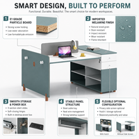 Bureau de travail avec cloison de séparation, panneau latéral pour l'intimité, rangement, socle et boîte de prises E1, mobilier de bureau en mélamine