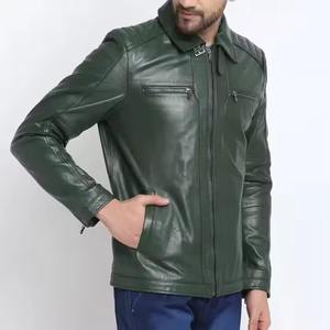 Chaqueta de cuero de talla grande al por mayor, chaqueta de cuero para uso en exteriores, chaqueta de cuero para hombre con cuello vuelto - Product Image 2