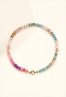 Collier en pierres naturelles colorées fait main avec perles fines, élégant, plaqué or, perles entretoises, bijoux pour femmes, idéal pour les boutiques