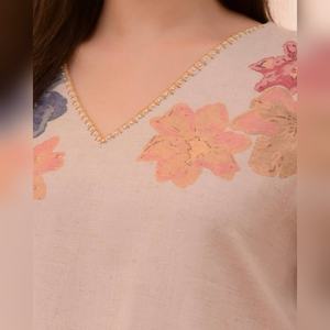 ชุดกางเกงคุर्ติผ้าฝ้ายสีชมพูพร้อมผ้าคลุมไหล่สำหรับขายส่ง ผู้จัดจำหน่ายสำหรับสั่งซื้อจำนวนมาก สำหรับชุดสตรีแบบดั้งเดิมของอินเดีย - Product Image 4