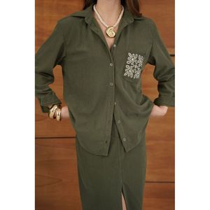 Camisa de pana bordada al por mayor Topshow - [object Object] - Product Image 5