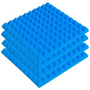 Acoustic <b>Foam</b> Panels 4-Pack Pyramid <b>Blue</b> 0.5m X 0.5m 2" Thick Noise Reduction NCR 0.80 MXPRP-003 - Product Image 1
