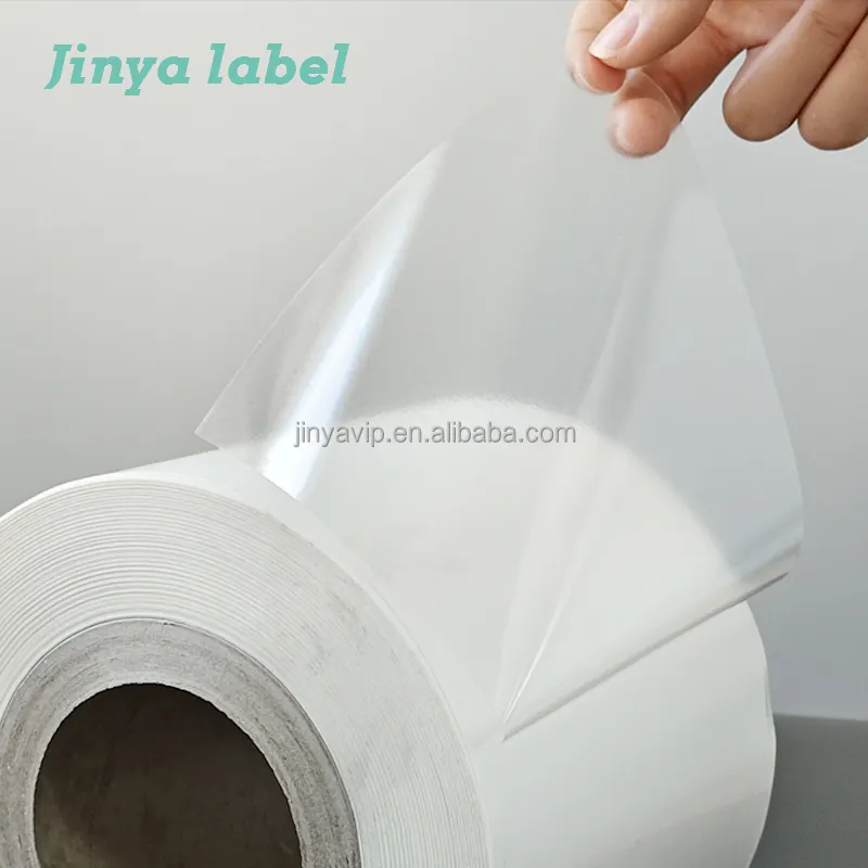 Jinya fabrika yapımı 80u mürekkep püskürtmeli temizle PET raf kenar özelleştirme için yapışkan çıkartmalar su geçirmez özel etiketler