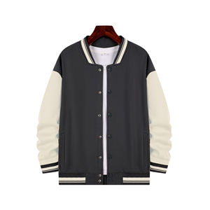 Chaqueta de béisbol corta con mangas, talla grande, bordado de chenilla con cadena, estilo Letterman formal, camuflaje recubierto, OEM personalizado para hombre - Product Image 3