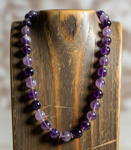 Collar Tibetano de Plata 925 de Alta Calidad de 18 Pulgadas para Mujer, Diseño Geométrico Anudado a Mano con Cuentas de Amatista Natural, Moderno - Product Image 3