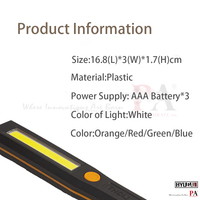 Mini lampe torche LED de poche en plastique avec 3 modes, aimant, super lumineuse pour le camping en plein air, utilisation d'urgence, couleur orange PAL3