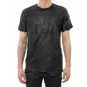 <b>Top</b> Selling Blank Men Leather T Shirts With <b>Black</b> Color Breathable Men Leather t Shirt Wholesale Price - Product Image 4
