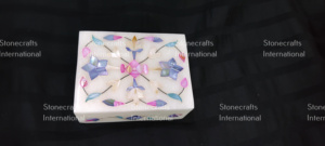 Meilleur prix Stonecrafts International Boîte à bijoux en marbre poli 10x7.5 cm pour ranger en toute sécurité vos pièces bien-aimées d'Inde - Product Image 2