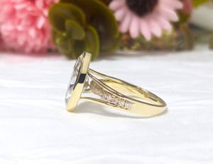 Bague de fiançailles en diamant de laboratoire taille marquise de 2,75 carats, bague de mariage sertie de diamants pour femmes, or jaune 14 carats - Product Image 2