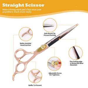 Kit de ciseaux de toilettage pour chien professionnel 4 en 1, ciseaux de sécurité pour animaux de compagnie, pointes arrondies, ciseaux d'éclaircissage, ciseaux de toilettage avec peignes pour animaux de compagnie - Product Image 4
