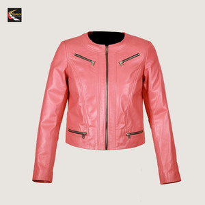 Women Pink <b>Leather</b> <b>Jackets</b> Wholesale Bulk Production Factory Direct High Quality - Product Image 1