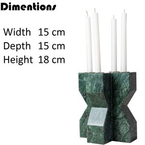 Bougeoir de Noël exclusif en marbre naturel lourd avec quatre incrustations creuses en métal découpé pour la décoration de la maison - Product Image 6