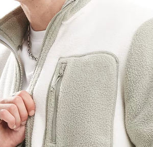 Pull à capuche à demi-fermeture éclair surdimensionné pour hommes personnalisé hiver 100% coton thermique Sherpa polaire avec capuche avec appliques de détresse capuche - Product Image 4