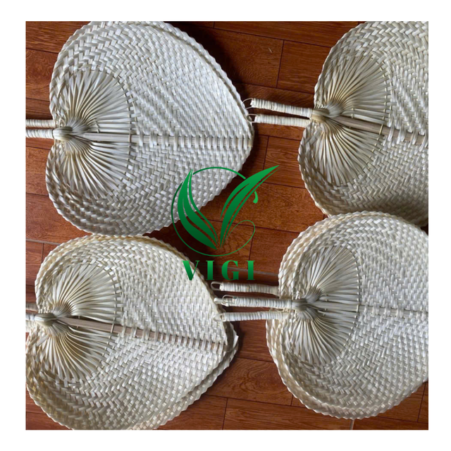 Handmade Palm Leaf Bamboo Handfan - Eco-Friendly, Natural, Colorful
