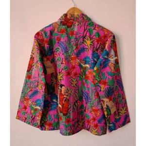 Women Floral Printed <b>Pajama</b> Set Long Sleeve Button Closure Soft Woven 100% Cotton Summer Sleepwear Casual Style Mid Rise Shorts - Product Image 2