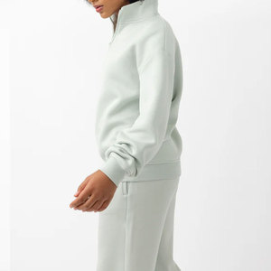 High Quality Custom Made Women's Quarter Zip SweatSuit 100% Cotton Winter Wear Sweat Proof <b>Tracksuits</b> - Product Image 4