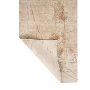 พรมขนสัตว์ผสมไหมถักมือสีเบจน้ำตาลลายเอนโทรปี สำหรับห้องนั่งเล่น พรมปูพื้นรูปทรงสี่เหลี่ยมผืนผ้าสำหรับบ้านและทางเดิน - Product Image 5