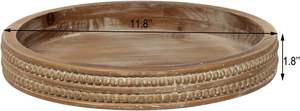 Plateau rond en bois de 2 '', plateau décoratif rond en bois blanchi à la chaux, plateau décoratif rustique de ferme, parfait pour le rangement - Product Image 3