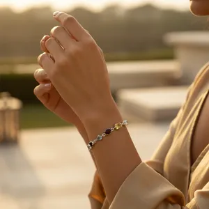Bracelet en argent 925 multi-pierres pour femmes, accessoires de mode perlés pour tous les jours - Product Image 3