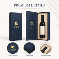 Boîte cadeau pour vin en bouteille unique, personnalisable avec logo, haut de gamme, rectangulaire, en carton rigide avec insert