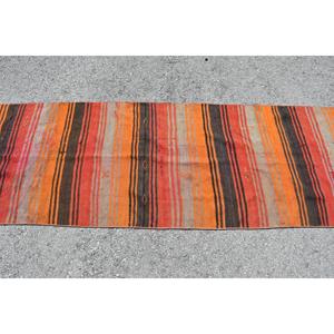 2.6x8.6 ft Vintage Turkish <b>Rug</b>, <b>Runner</b> <b>Rug</b>, Orange Black Southwestern Wool <b>Rug</b> - Product Image 3