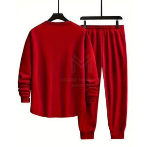 Ensemble de survêtement d'hiver respirant uni personnalisé pour hommes, grande taille, coupe classique, en coton, faible MOQ - Product Image 2