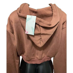 Venta al por mayor de alta calidad de encargo elegante de las mujeres recortada Zip-Up Sudadera con capucha con cuello alto único Ideal para la moda y trajes Casuales - Product Image 2