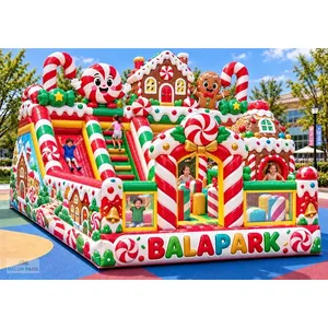 Parc de jeux extérieur géant gonflable sur le thème de la maison de bonbons de Noël BALAPARK - Product Image 1