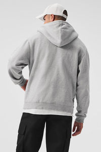Sweats à capuche zippés pour hommes personnalisés, 100% coton, en molleton français, coupe ample, style streetwear, service OEM - Product Image 3