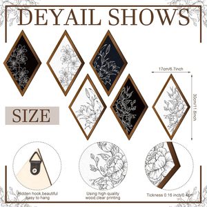 6 piezas Boho decoración de pared Granja Hogar Floral pared arte impresión Tribal occidental decoraciones flor colgante - Product Image 2