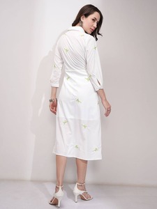 ชุดเดรสมิดิเสื้อเชิ้ตลำลองพร้อมกระดุมปิดสำหรับใส่ทำงานที่บ้านหรือนอกบ้านแบบลำลองขายดี - Product Image 6