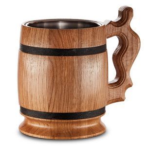 Taza de Cerveza y Café Multiusos Hecha a Mano de Madera Natural Ecológica Moderna y Lujosa con Agarre, Colores y Formas Personalizables, Capacidad de 24 oz - Product Image 2