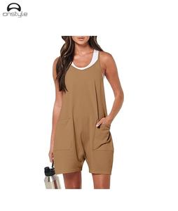 Usine nouvelle combinaison de Sport d'été Style décontracté une pièce nœud col sans couture Design Sexy pour Yoga Fitness coupe ample en gros - Product Image 4