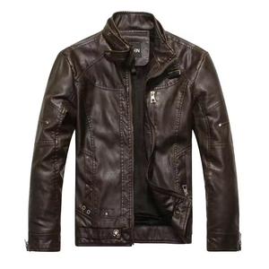Por encargo de los hombres de cuero de la PU High Street Style chaqueta de la motocicleta XL Tamaño Stand Collar tejido al por mayor - Product Image 1