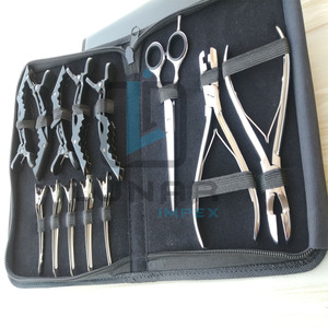 Pinzas de cierre de rana para el pelo, herramientas de extensión de pelo, Kit de funda de PVC de cuero negro y etiquetado de marca personalizado - Product Image 2