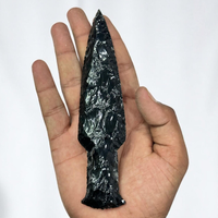 Couteau en obsidienne noire tricotée à la main en gros | Dague en cristal d'obsidienne noire en vrac