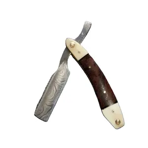 Damascus Sharp Blade Kapper Salon Scheren Scheermessen Met Bone Handvat