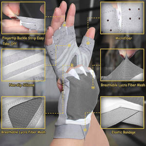 Guantes de levantamiento de pesas de cuero transpirable con logotipo personalizado para hombres y mujeres guantes de levantamiento de gimnasio - Product Image 2