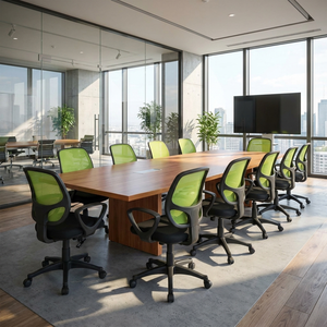 Modern Green/Black Mesh Staff <b>Chair</b> Ergonomic Office <b>Chair</b> Adjustable Headrest PP Aluminium Material Swivel for Task Purpose - Product Image 3
