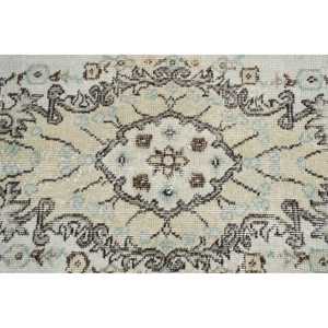 3.7x6.8 ft Rug, Turkish Vintage Rug, <b>Brown</b> White Abstract <b>Wool</b> Rug - Product Image 5