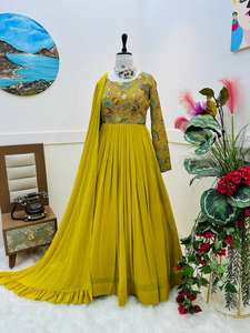 Vestido de mujer bordado Georgette Anarkali con Dupatta para fiestas - Product Image 5
