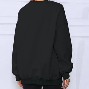 เสื้อสเวตเตอร์คอกลมแขนยาวของผู้หญิงเสื้อสวมหัวระบายอากาศลำลองสีดำชุดเสื้อผ้าที่กำหนดเอง - Product Image 5